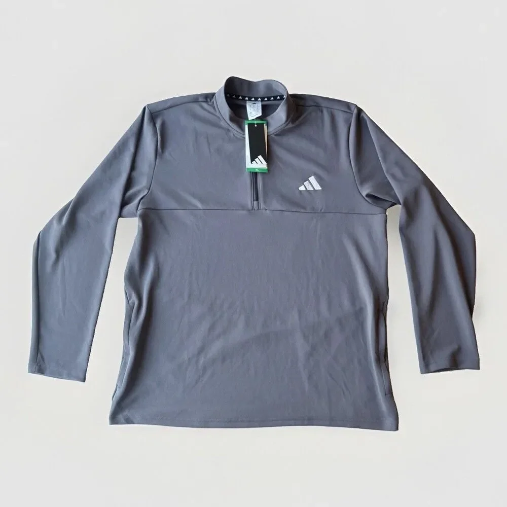 Adidas Men’s XL Quarter Zip Performance Golf Pullover Gray Athletic Top NW